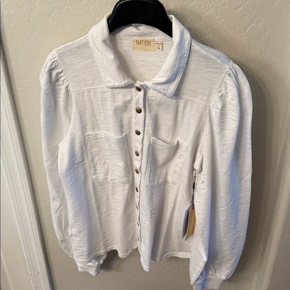 Nation LTD Crisp White Collared Shirt